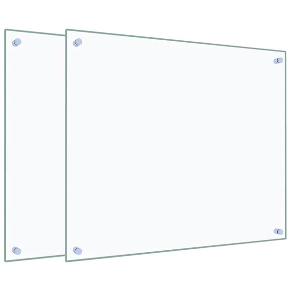 vidaXL virtuves paneļi, 2 gab., 70x60 cm, rūdīts stikls, caurspīdīgi