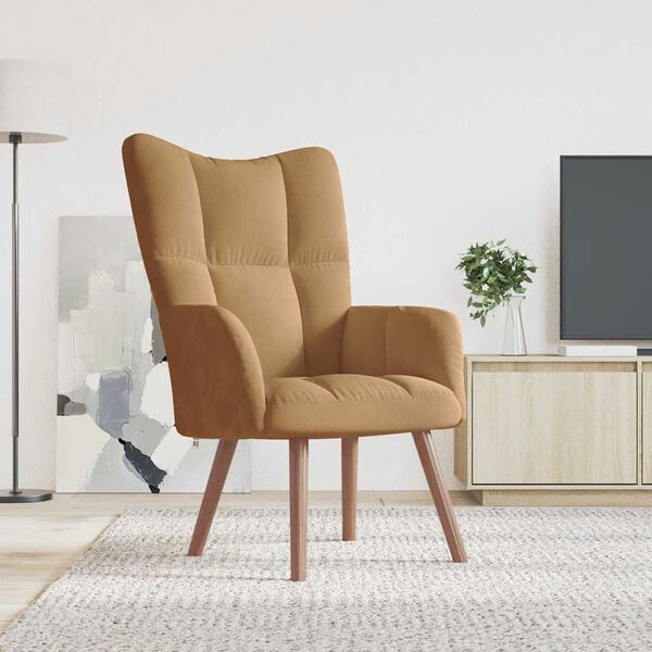 vidaXL atpūtas krēsls, brūns samts