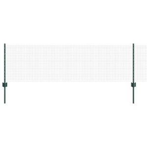 vidaXL Metināts žogs ar stabiem 100 x 0,6 m PVC pārklāts tērauds Zaļa