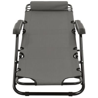 vidaXL sauļošanās krēsli, 2 gab., ar kāju balstu, tērauds, pelēki