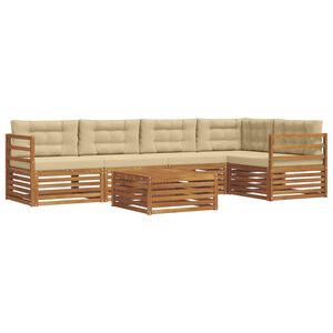 vidaXL Āra dīvānu komplekts ar spilvenu 6 pcs Dabisks un bē&scaron;s