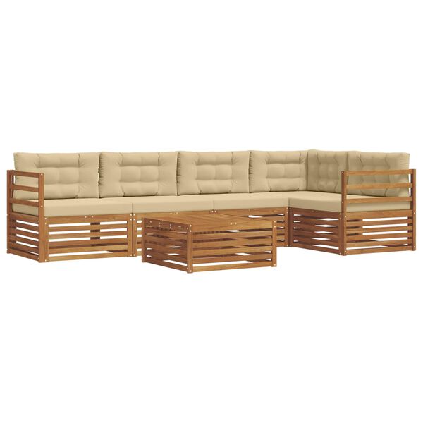 vidaXL Āra dīvānu komplekts ar spilvenu 6 pcs Dabisks un bē&scaron;s