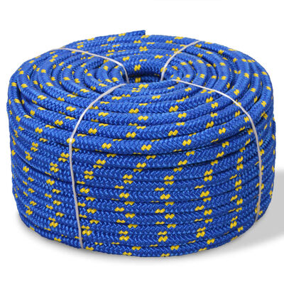 vidaXL pietauvošanās virve, 6 mm, 100 m, polipropilēns, zila