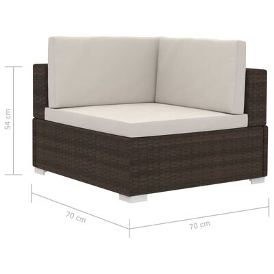 vidaXL 3-daļīgs dārza dīvāna komplekts ar matračiem, brūns PE pinums