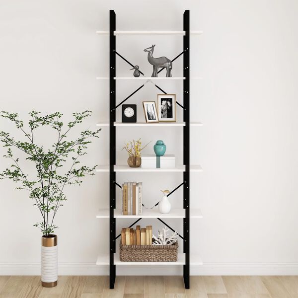 vidaXL augstais plaukts, balts, 80x30x210 cm, priedes masīvkoks