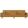vidaXL 2-vietīga dīvāngulta ar 2 spilveniem un kājsoliņu, brūns samts