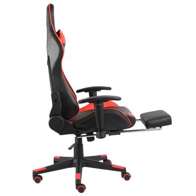 vidaXL datorspēļu krēsls ar kāju balstu, grozāms, sarkans, PVC