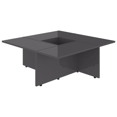 vidaXL kafijas galdiņš, spīdīgi pelēks, 79,5x79,5x30cm, skaidu plāksne