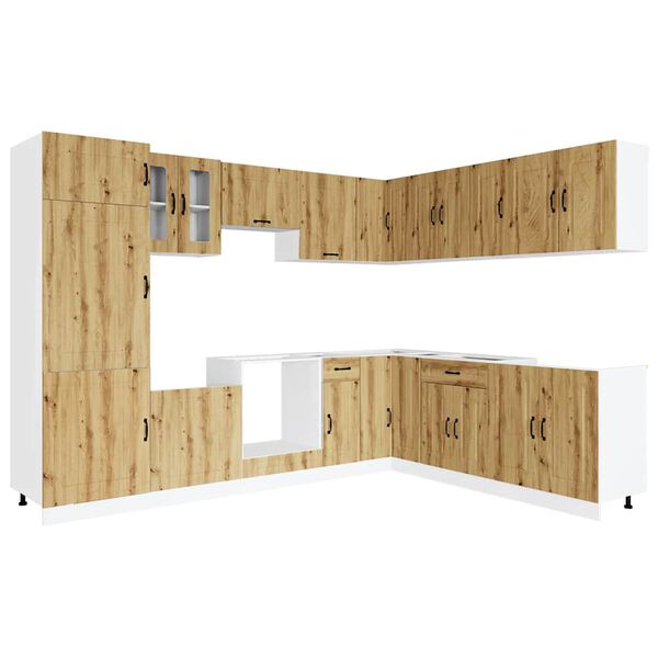 vidaXL 14-daļīgs virtuves skapītis komplekts, Kalmar, koka krāsā