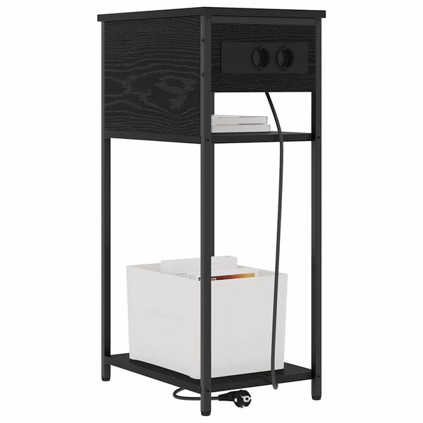 vidaXL Nakts skapītis Melns ozolkoks 41 x 28 x 76 cm Inženierijas koks