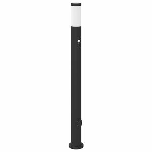 vidaXL stabveida gaismeklis ar sensoru un kontaktligzdu, 110 cm, nerūsējo&scaron;ais tērauds, IP44