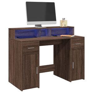 vidaXL rakstāmgalds, LED, ozola krāsa, 120x55x91 cm, inženierijas koks