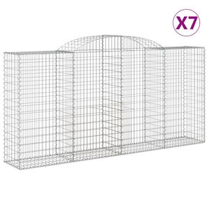 vidaXL arkveida gabiona grozi, 7 gb., 300x50x140/160cm, cinkota dzelzs