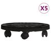 vidaXL podu paliktņi ar riteņiem, 5 gab., &Oslash;30 cm, melni, 170 kg