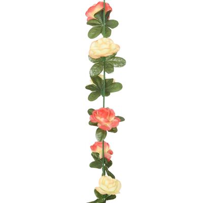 vidaXL mākslīgo ziedu vītnes, 6 gab., rozā un šampanieša krāsā, 240 cm