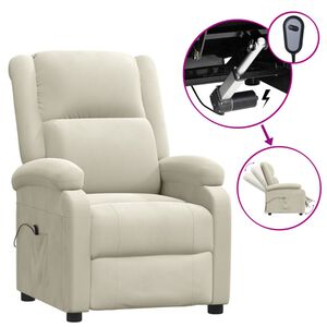 vidaXL elektrisks atpūtas krēsls, atgāžams, krēmkrāsas samts