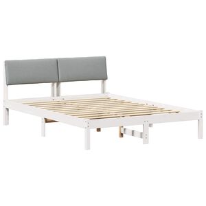 vidaXL Gultas rāmis ar galvas klāju Balts un gai&scaron;i pelēks 150 x 200 cm