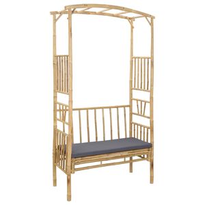 vidaXL Dārza arka ar soliņu Tum&scaron;i pelēka 115 x 50 x 205 cm Bambuss