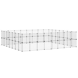 vidaXL 60 paneļu mājdzīvnieku būris ar durvīm, melns, 35x35cm, tērauds