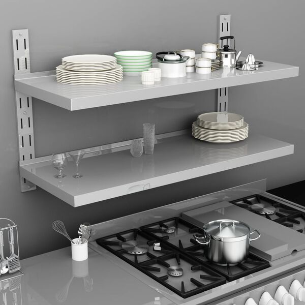 vidaXL 2-līmeņu sienas plaukts, nerūsējo&scaron;s tērauds, 120x30 cm