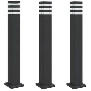 vidaXL āra zemes lampas, 3 gb., melns, 80 cm, alumīnijs