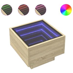 vidaXL kafijas galdiņ&scaron; ar LED, ozola, 40x40x30 cm, inženierijas koks
