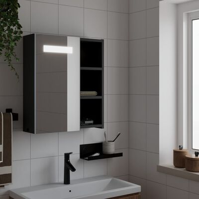 vidaXL vannasistabas spoguļskapītis ar LED, 45x13x52 cm, melns