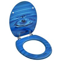 vidaXL tualetes poda sēdeklis ar vāku, MDF, zils, ūdens lāšu dizains