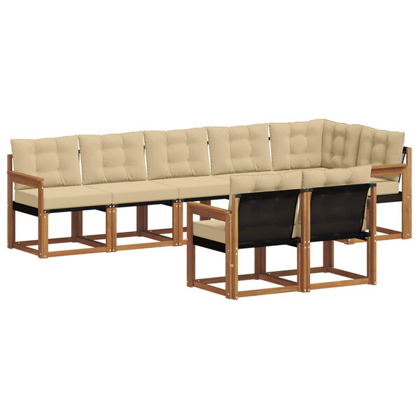 vidaXL Āra dīvānu komplekts ar spilvenu 8 pcs Dabisks un bē&scaron;s