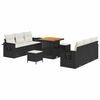 vidaXL Dārza dīvānu komplekts ar spilvenu 9 pcs Melna poliratāns