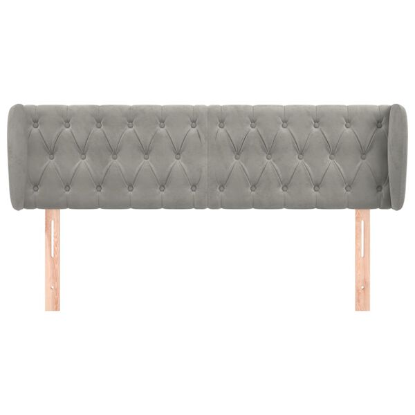 vidaXL galvgalis ar malām, gaiši pelēks samts, 147x23x78/88 cm