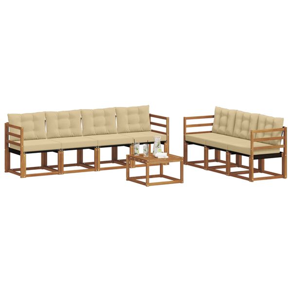 vidaXL Āra dīvānu komplekts ar spilvenu 8 pcs Dabisks un bē&scaron;s