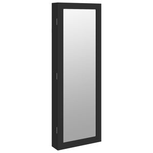 vidaXL sienas rotaslietu skapītis ar spoguli, melns, 37,5x10x106 cm