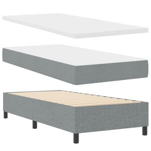 vidaXL Kastītes atsperu gulta Gai&scaron;i pelēka 100 x 200 cm audums