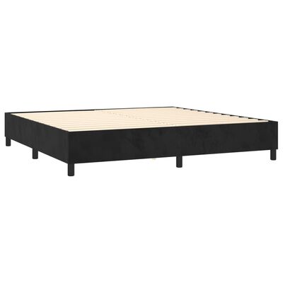 vidaXL atsperu gulta ar matraci, melna samts, 200x200 cm