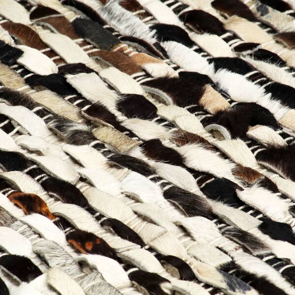 vidaXL paklājs, 120x170 cm, dabīgā āda, melns/balts