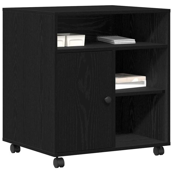 vidaXL Printera statīvs Melns ozols 60 x 50 x 67 cm Inženierijas koks