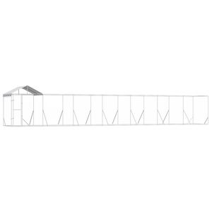 vidaXL suņu voljērs ar jumtu, 14x2x2,5m, cinkots tērauds,sudraba krāsā