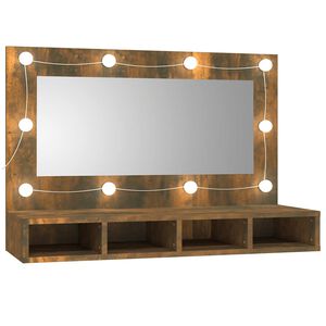 vidaXL spoguļskapītis ar LED, ozolkoka krāsa, 90x31,5x62 cm