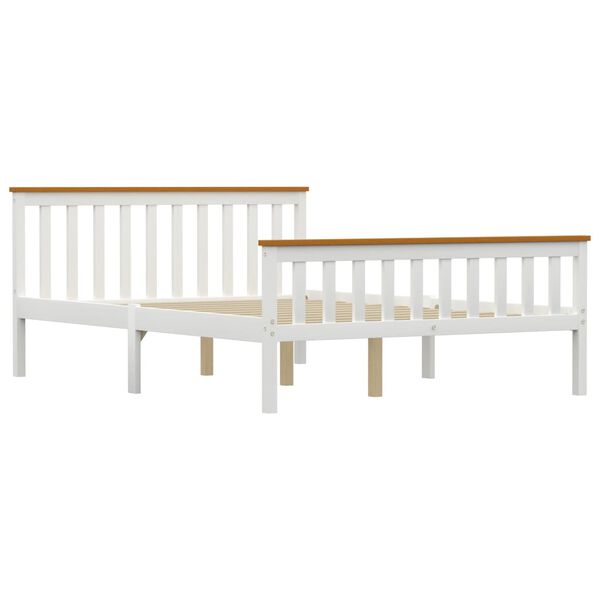 vidaXL gulta bez matrača, balts, 140x200 cm, priedes masīvkoks