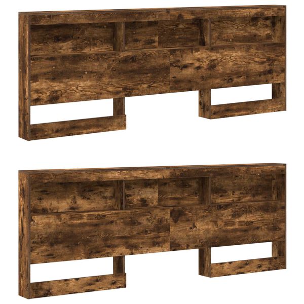 vidaXL Uzglabā&scaron;anas galvas balsts ar plauktu Dūmaka ozols 180 cm