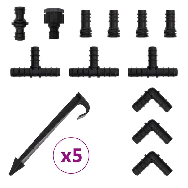 vidaXL dārza pilienu laistīšanas šļūtene, melna, 0,6", 10 m, gumija