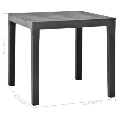 vidaXL dārza galds, 78x78x72 cm, antracītpelēka plastmasa