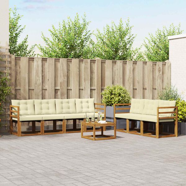 vidaXL Āra dīvānu komplekts ar spilvenu 8 pcs Dabisks un krējuma