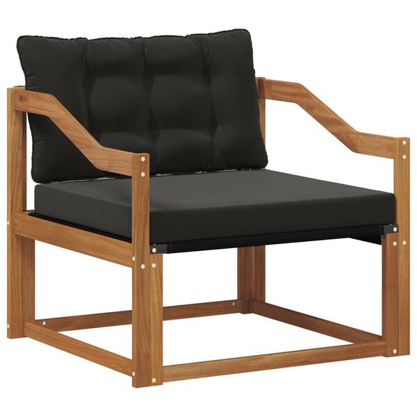 vidaXL Āra dīvānu komplekts Cieta akācijas koks un tekstilēns Dabiska