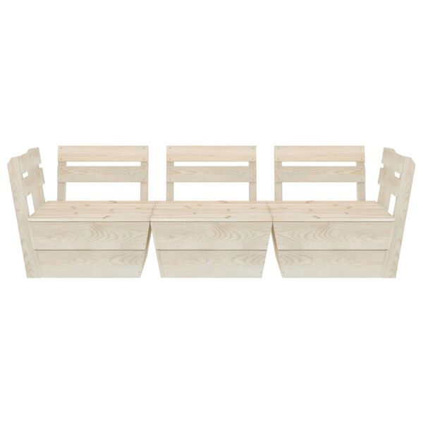 vidaXL 3-vietīgs dārza palešu dīvāns, impregnēts egles koks