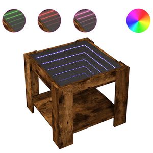 vidaXL kafijas galdiņ&scaron; ar LED, ozola, 53x53x45 cm, inženierijas koks