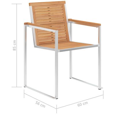 vidaXL dārza krēsli, 2 gab., masīvs tīkkoks, nerūsējošs tērauds