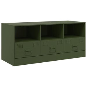 vidaXL TV skapītis, 99x39x44 cm, tērauds, olīvu zaļ&scaron;
