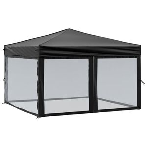vidaXL saliekama nojume ar sienām, melna, 3x3 m